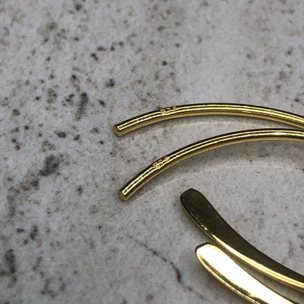 925 Sterling Silver Gold Thread Through Earrings - Picture 7 of 16
